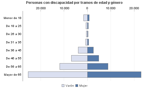 Personas con discapacidad por tramos de edad y género