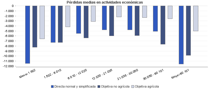 Pérdidas medias en actividades económicas