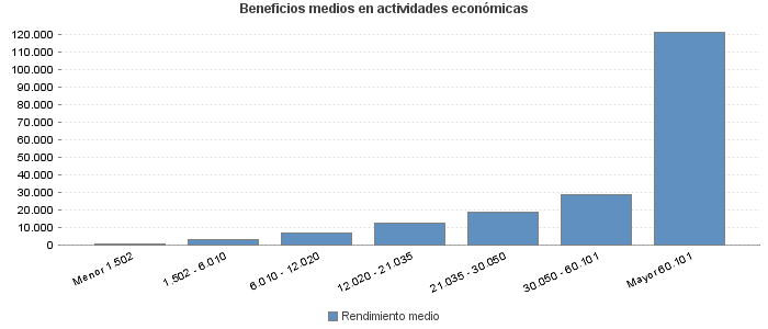 Beneficios medios en actividades económicas