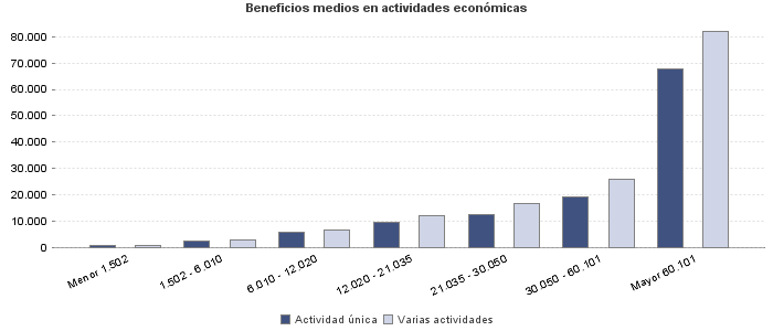 Beneficios medios en actividades económicas