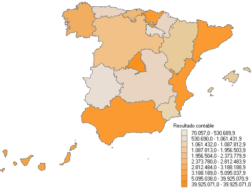 Distribución por Comunidades Autónomas del importe del Resultado contable positivo