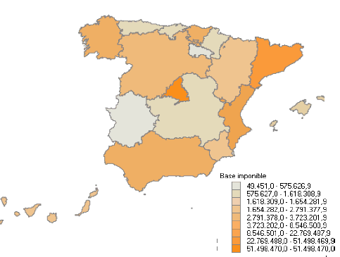 Distribución por Comunidades Autónomas del importe