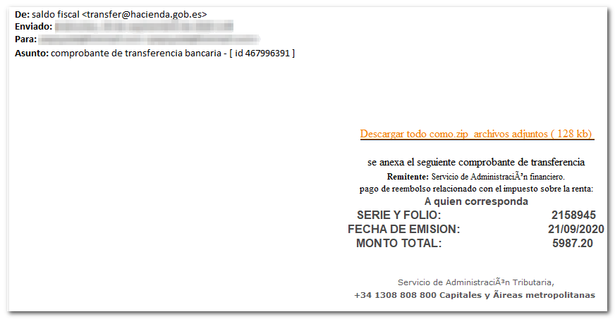 Fraudulent email: bank transfer receipt - [id 467996391]