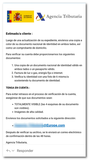 Correo fraude: Actualización de su expediente