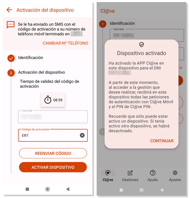 Activar dispositivo con SMS