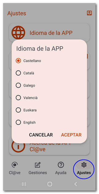 Idiomas de la APP