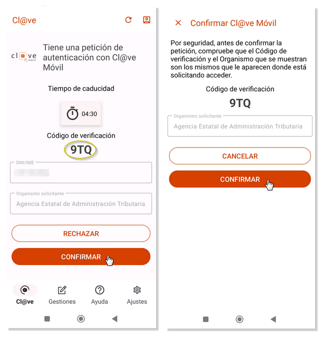 Confirmar autenticación APP