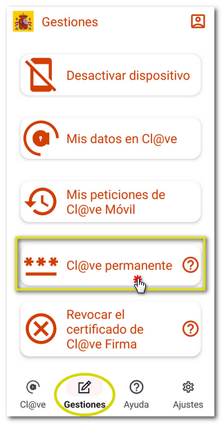 App gestiones clave permanente