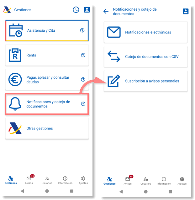 Notificaciones y cotejo de documentos