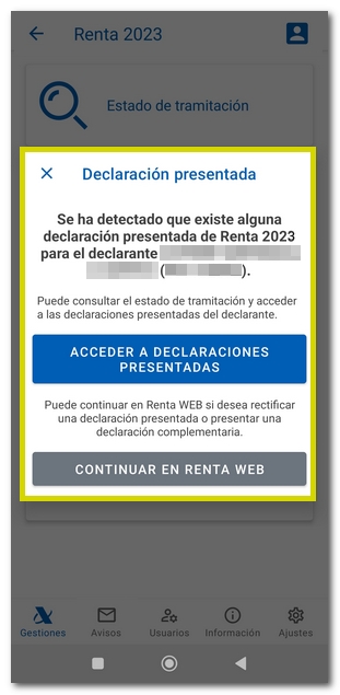 app declaración presentada