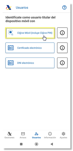 activació dispositiu APP AEAT amb Clau