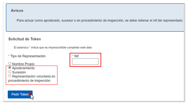 Cumplimenta el NIF del apoderado, sucesor o representado