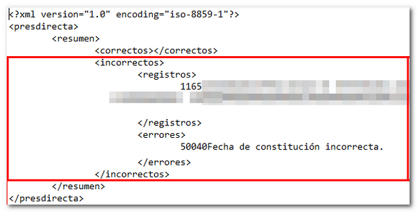 Fichero de registros incorrectos