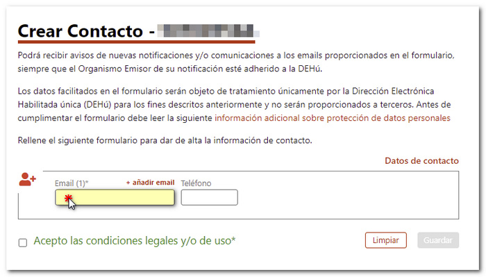 Casilla para escribir tu e-mail