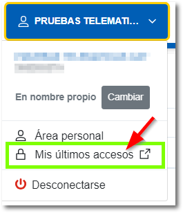 Área persoal, Os meus últimos accesos