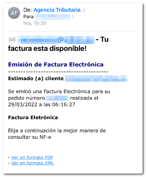 Ejemplo de correo electrónico falso