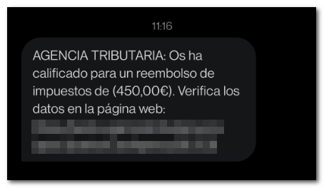 Texto sms phishing