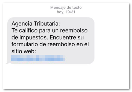 Texto sms phishing