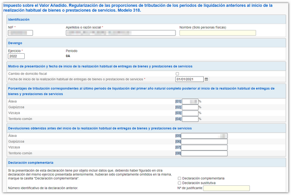 Completion of form 318