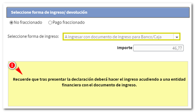 Ingreso con documento para Banco o Caja