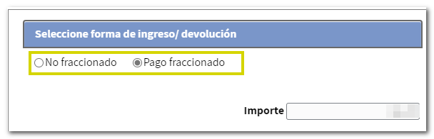 Opción para fraccionar pago