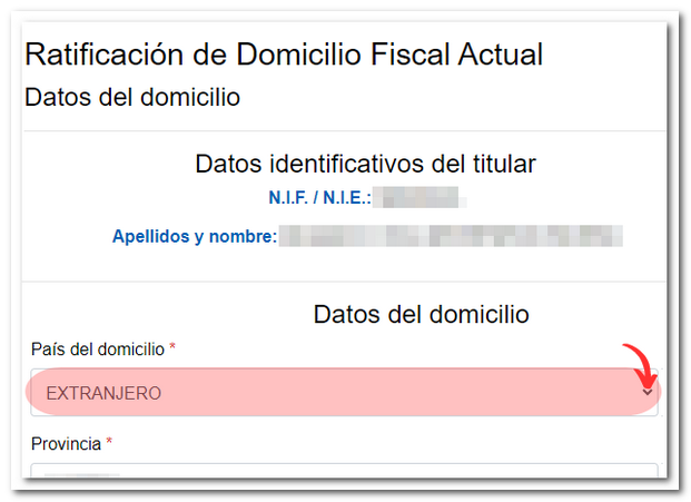 País del domicilo Extranjero