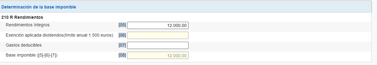Imagen rellenar: IRNR sin establecimiento permanente. Base Imponible