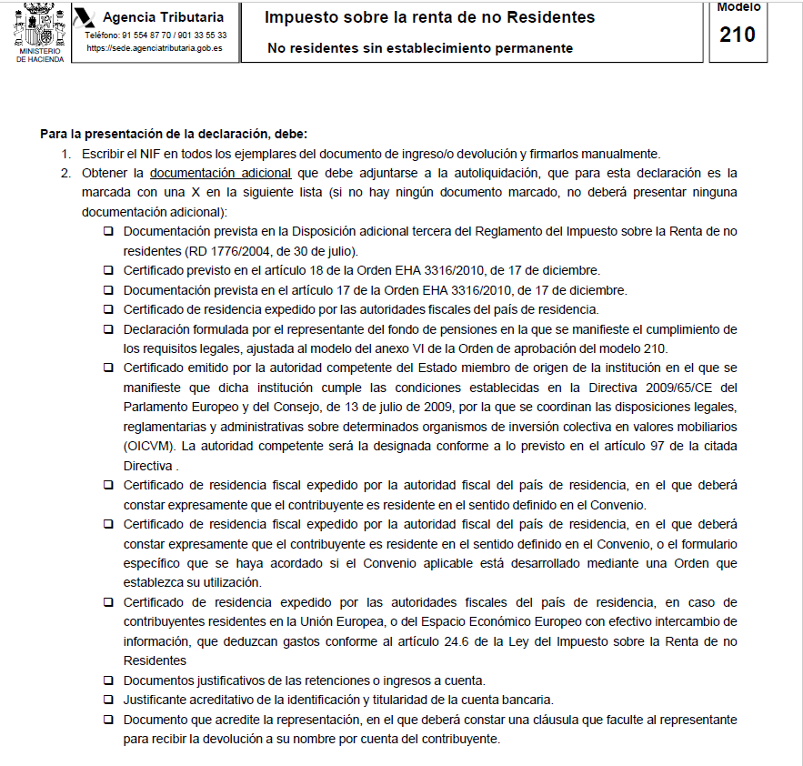 IRNR sin establecimiento permanente. Instrucciones 1