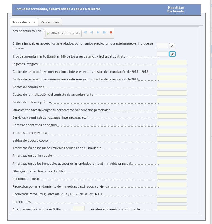 Capturar os datos do alugamento