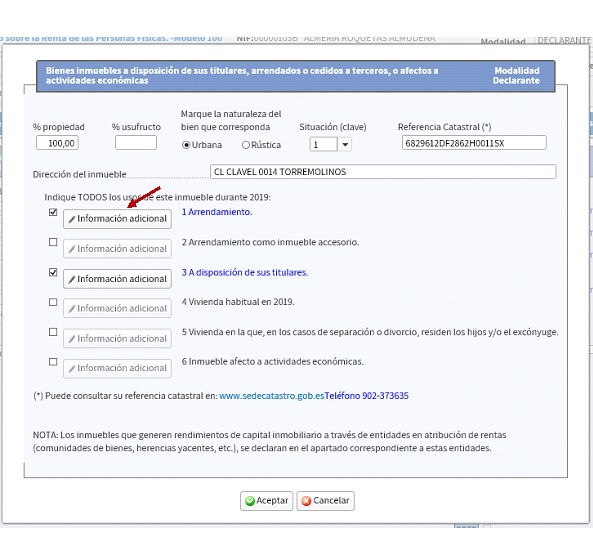 Información adicional do arrendamento