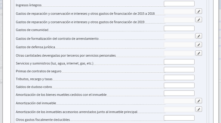 Formalización datos dos ingresos e gastos