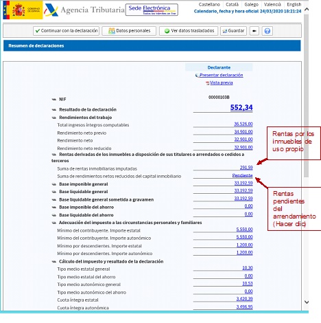 Resumo declaracións