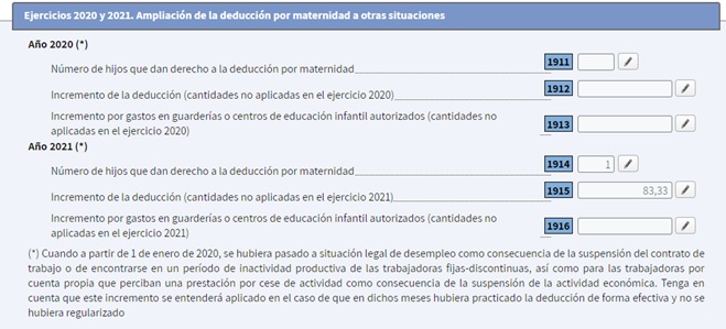 Imágen detall de la casella 1916 de la declaració de Renda 2022: Increment per despeses en guarderies o centres d'educació infantil autoritzats, quantitats no aplicades en l'exercici anterior