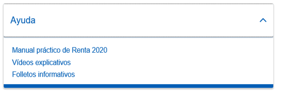 Ejemplo de apartado ayuda desplegado